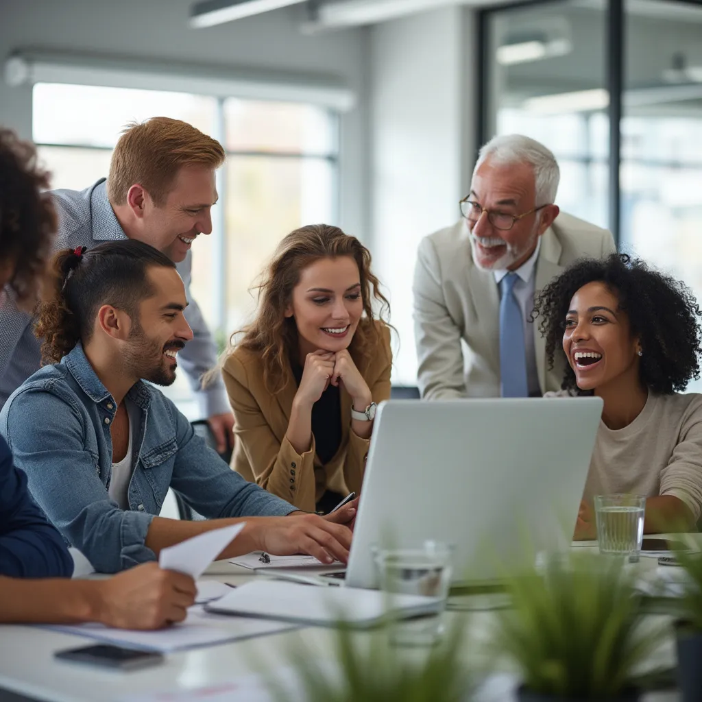 Diverse team collaborating in a modern UK office